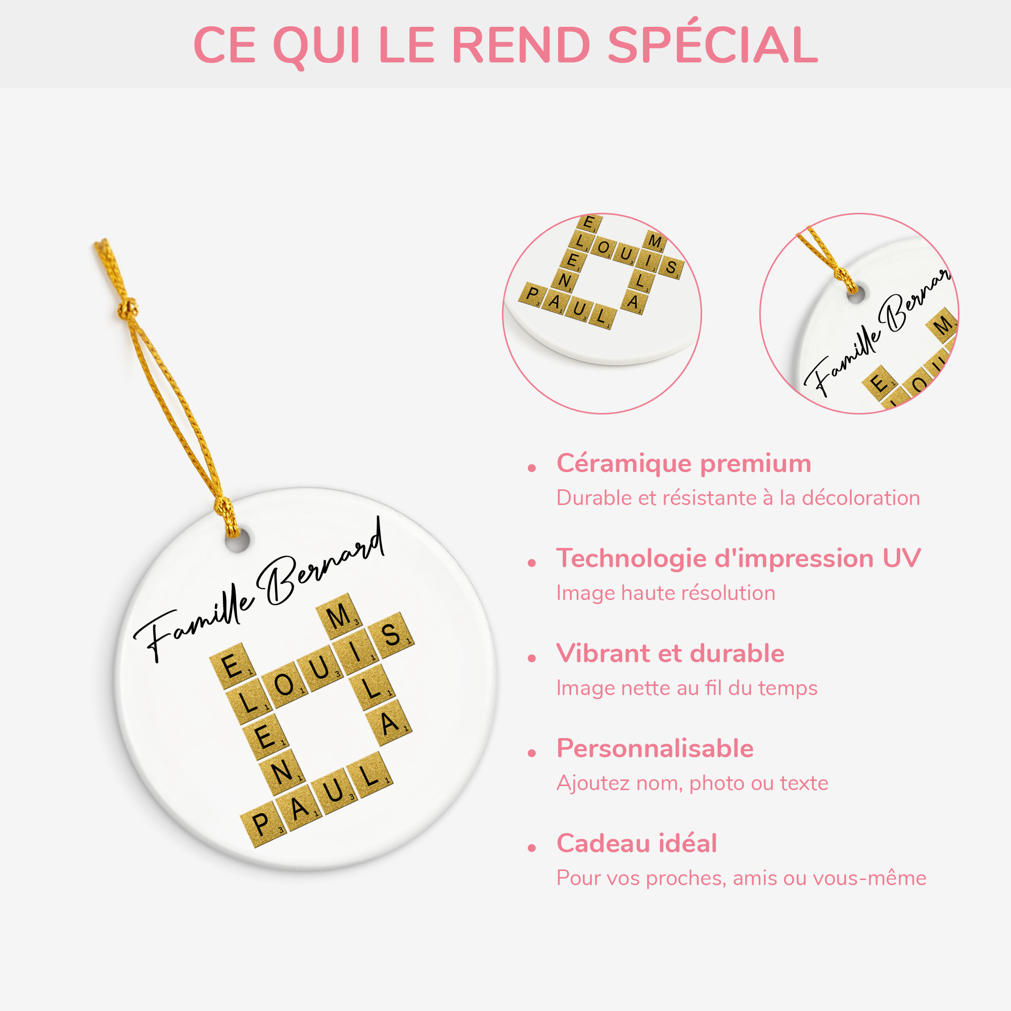 3370OFR4 ornement ceramique personnalise famille notre famille avec mots croises 3370o6t5i