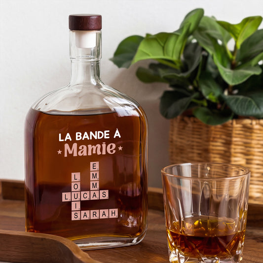 3402AFR2 bouteille whisky personnalisable avec mot croise la bande a papa maman papy mamie 3402ai8l5b