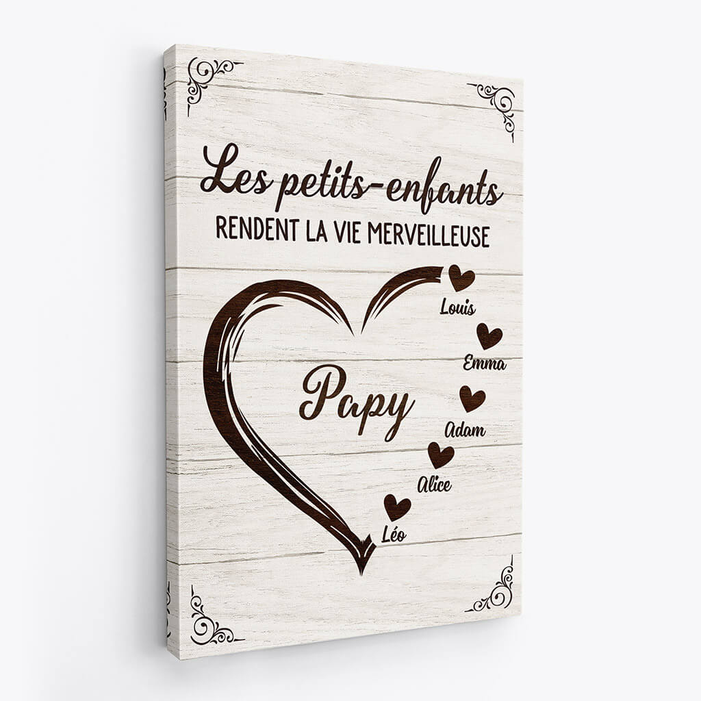 3443CFR2 les petits enfants rendent la vie merveilleuse version coeur toile pour mamie personnalisee