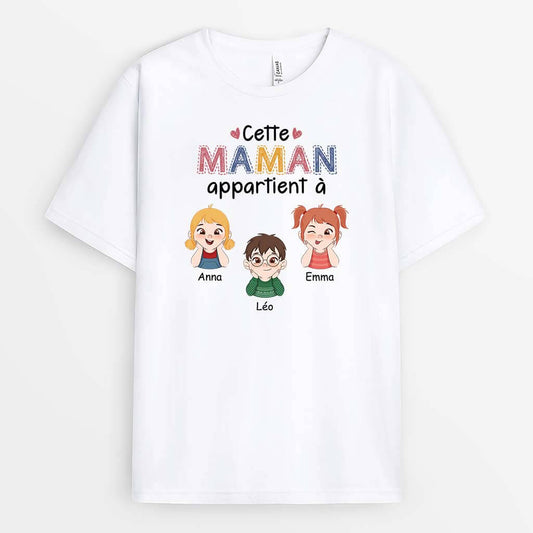 3452AFR1 cette mamie appartient aux petits enfants mignons version coloree t shirt personnalise pour mamie