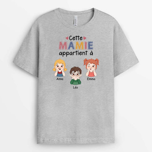 3452AFR2 cette mamie appartient aux petits enfants mignons version coloree t shirt personnalise pour mamie