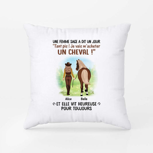 3480PFR1 coussin personnalise une femme sage et son cheval 3480p5q7u