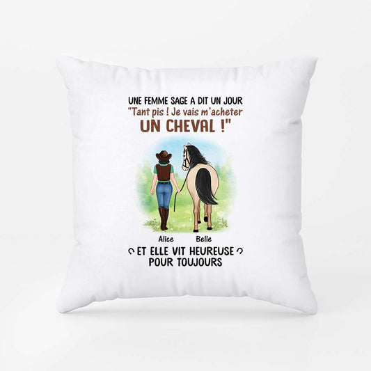 3480PFR2 coussin personnalise une femme sage et son cheval 3480p5q7u