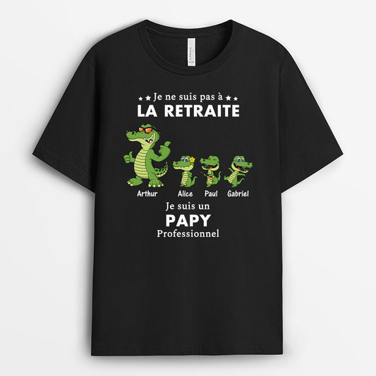 3488AFR1 je suis un papy crocodile professionnel tee shirt papy personnalisable