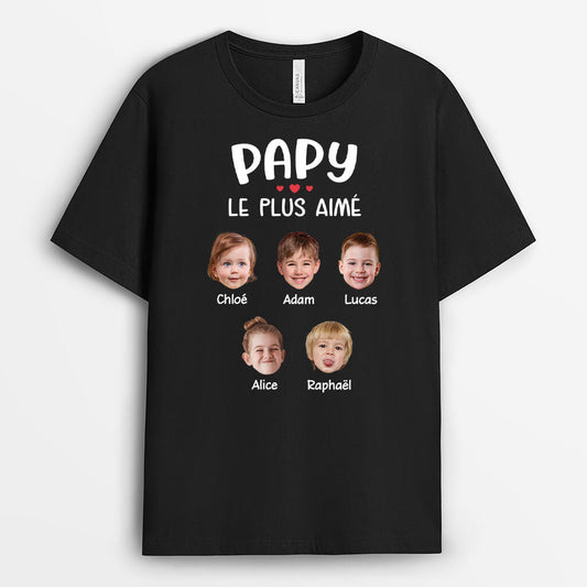 3496AFR1 papy le plus aime avec visage tee shirt pour papy