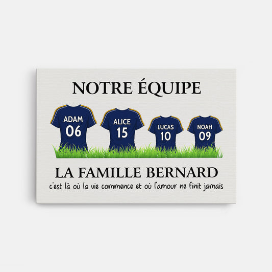 3528CFR1 notre equipe de football toile personnalisee famille