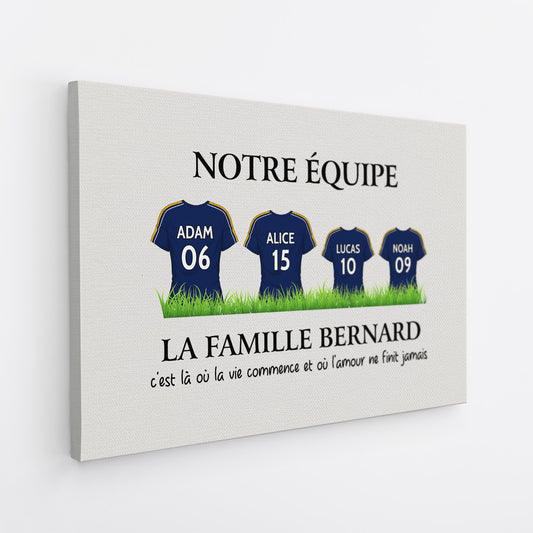 3528CFR2 notre equipe de football toile personnalisee famille
