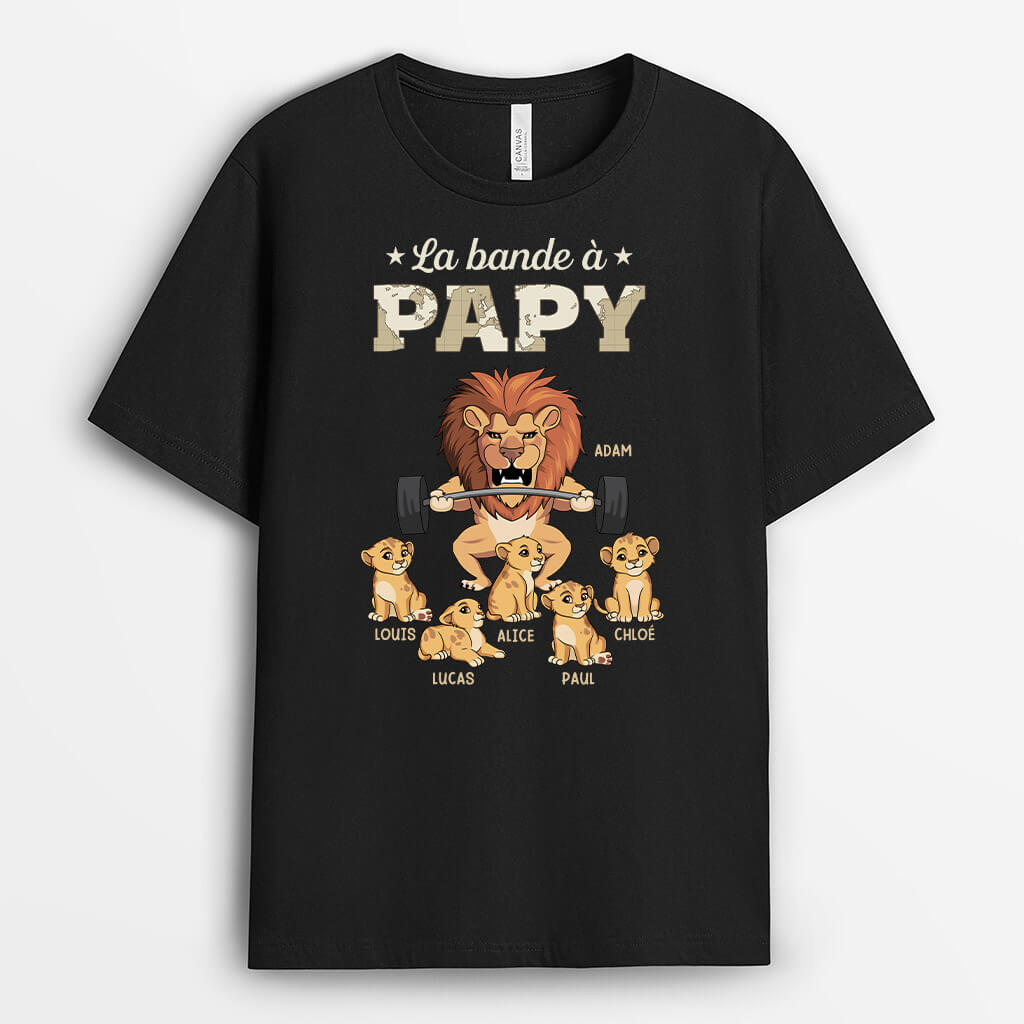 3551AFR1 la bande a papy version lion halterophile t shirt grand pere