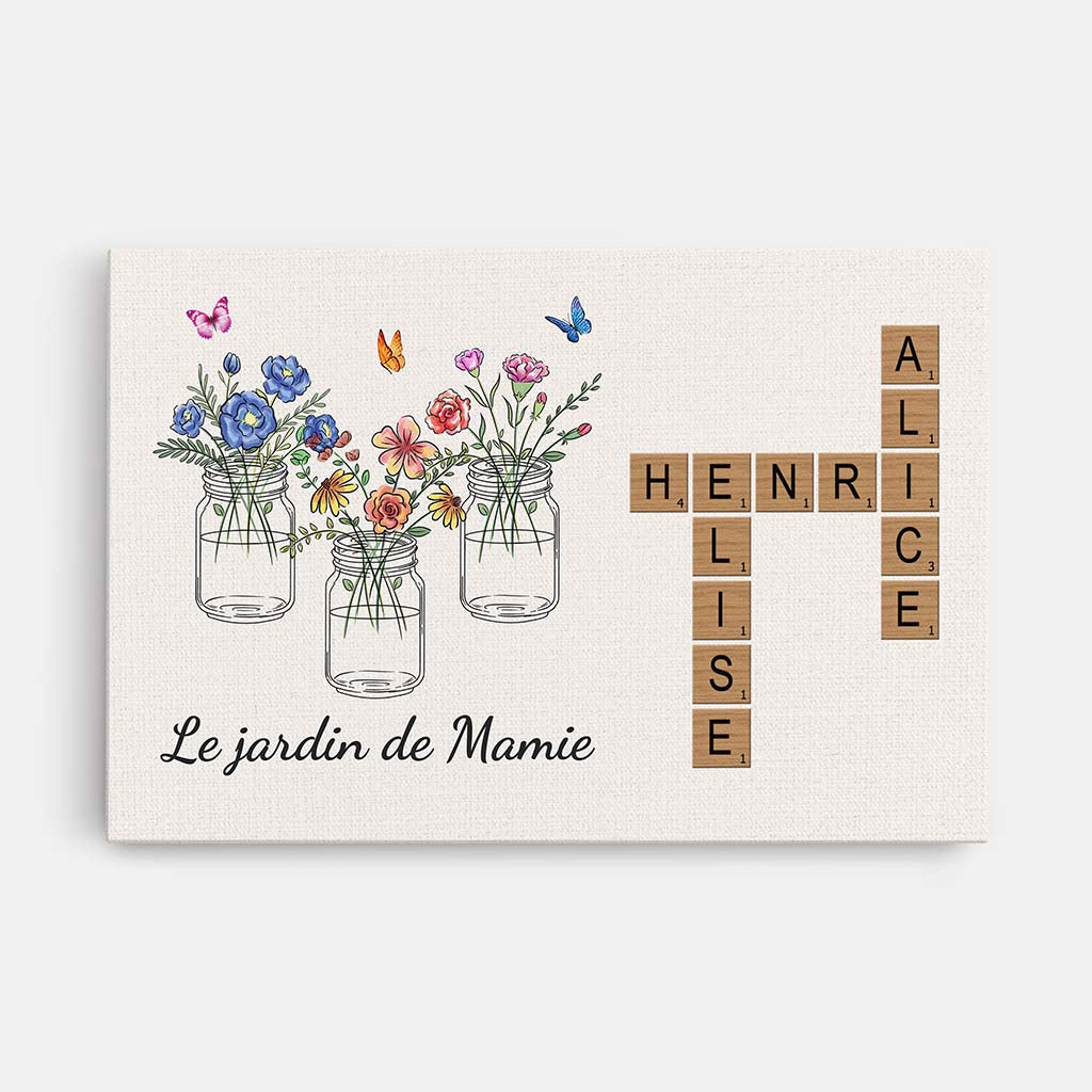 3566CFR1 le jardin de mamie coloree avec mots croises toile personnalisable mamie