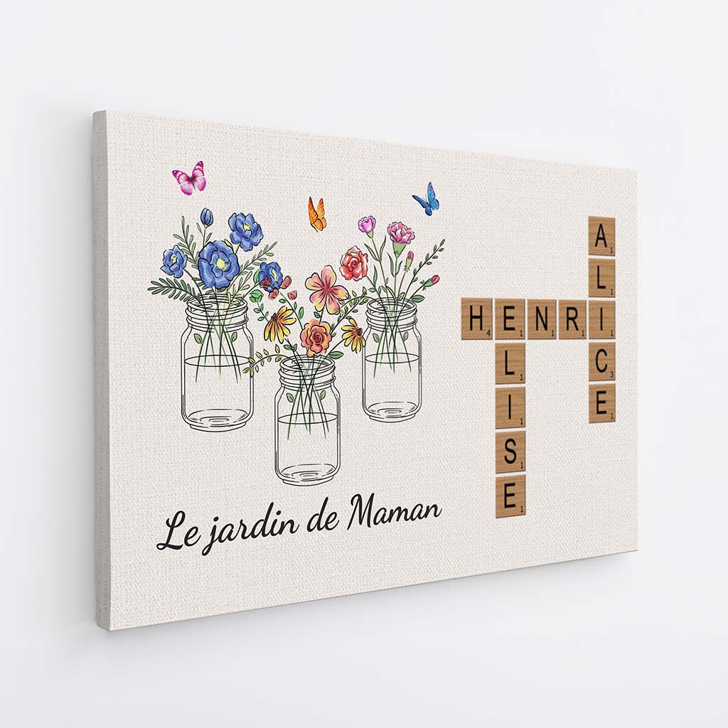 3566CFR2 le jardin de mamie coloree avec mots croises toile personnalisable mamie