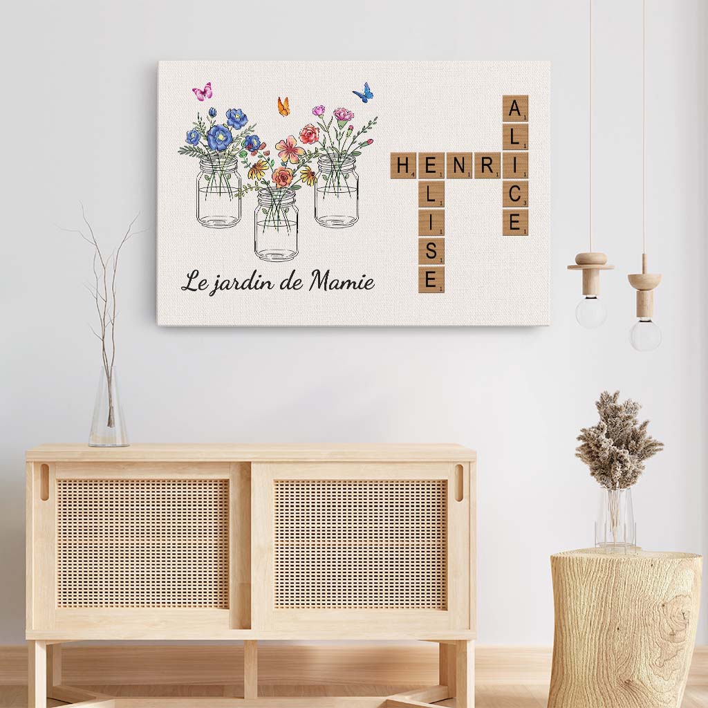 3566CFR3 le jardin de mamie coloree avec mots croises toile personnalisable mamie