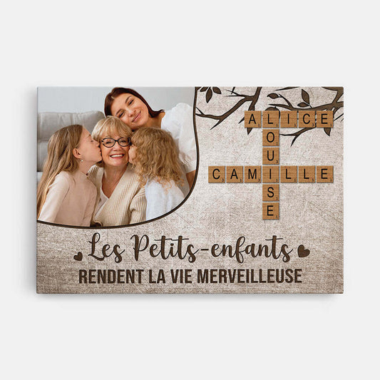 3577CFR1 les petits enfants rendent la vie merveilleuse avec photo et mots croises toile pour famille personnalisee