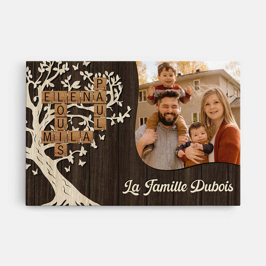 3578CFR1 la famille version larbre avec photo et mots croises toile personnalisee pour famille