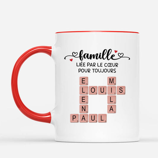 3592MFR2 famille liee par le coeur pour toujours mug famille personnalise