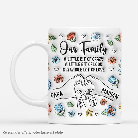 3620MFR1 la famille avec beaucoup damour version mains en forme de coeur 3d mug pour famille personnalise