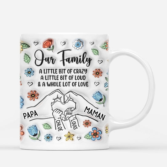 3620MFR2 la famille avec beaucoup damour version mains en forme de coeur 3d mug pour famille personnalise