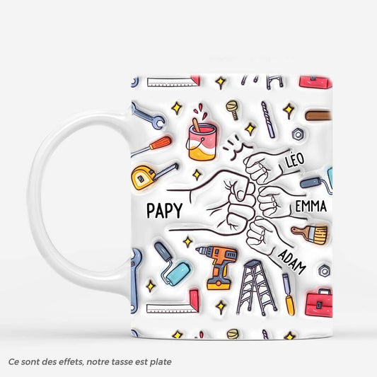 3628MFR1 papa bricolage version bosses de poing 3d mug papa personnalisable