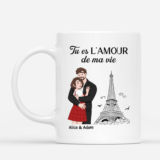 3668MFR1 tu es lamour de ma vie avec la tour eiffel tasse couple personnalisee