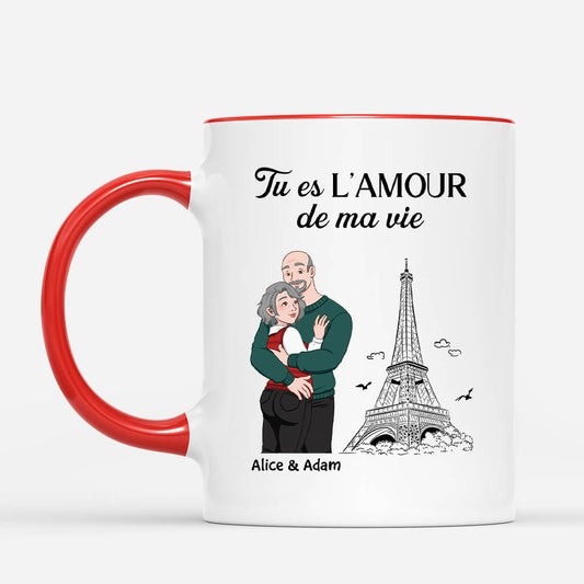 3668MFR2 tu es lamour de ma vie avec la tour eiffel tasse couple personnalisee