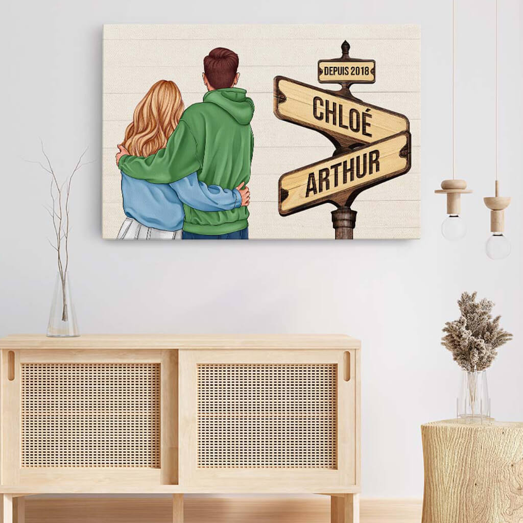 3706CFR3  carrefour de l amour toile personnalisee couple