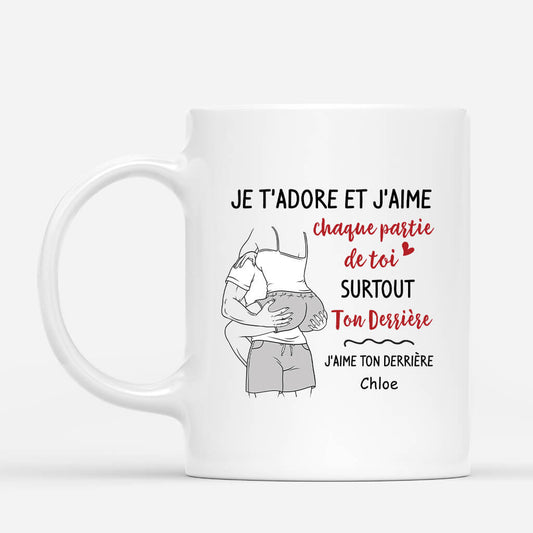 3728FR1 je tadore et jaime chaque partie de toi tasse personnalisee pour couple