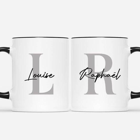 3732MFR1 mug avec initiales simple tasse personnalisee couple