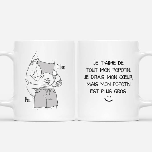 3738MFR1 je taime de tout mon popotin mug couple personnalisable