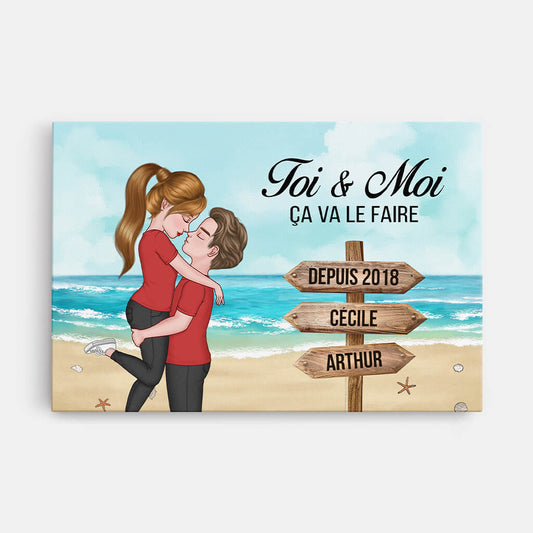 3741CFR1 toi moi ca va le faire version plage toile personnalisable couple