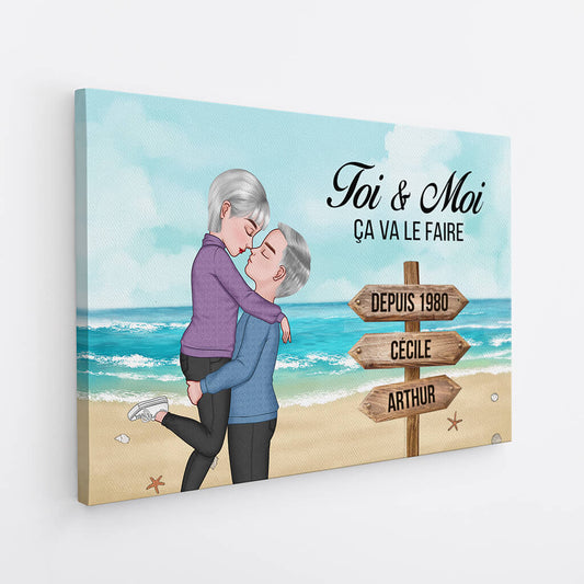 3741CFR2 toi moi ca va le faire version plage toile personnalisable couple