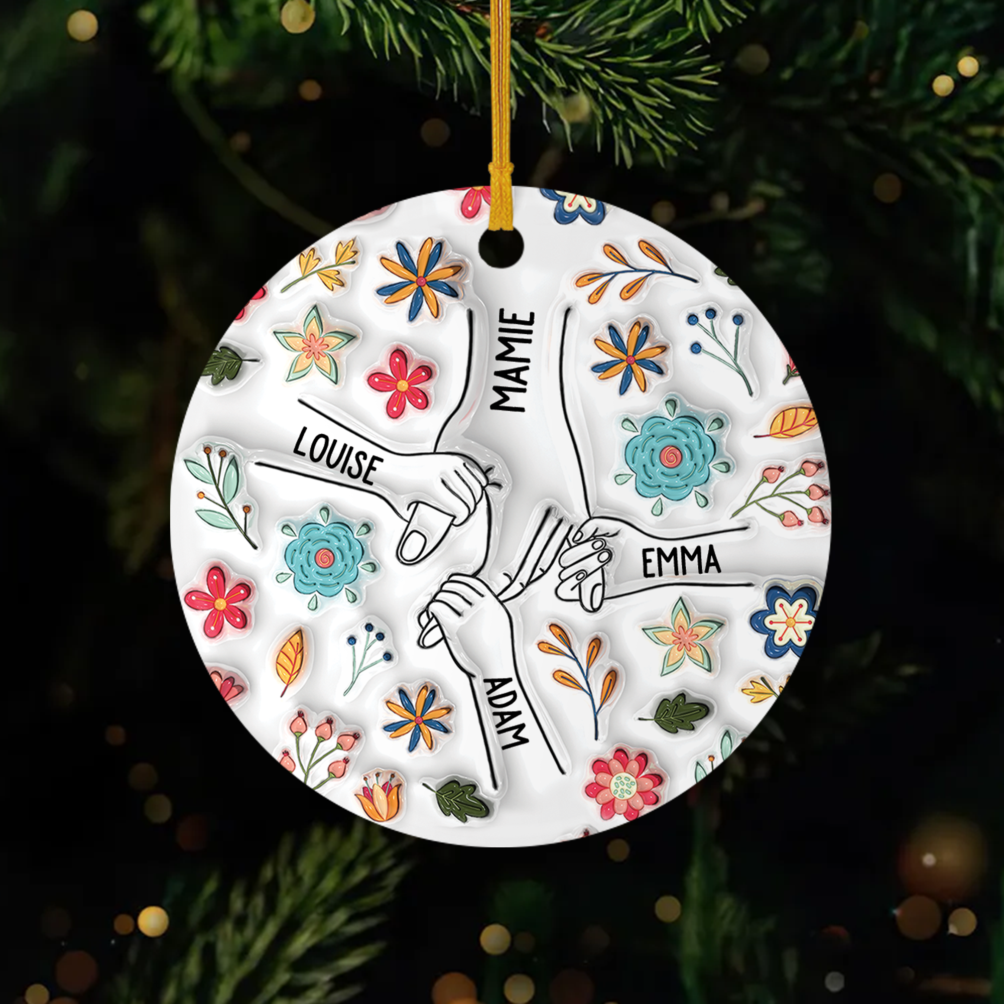 3746OFR1 ornement ceramique personnalise pour mamie avec petites fleurs 3d 3746o8u5a
