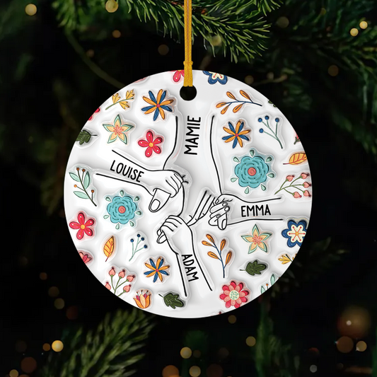 3746OFR1 ornement ceramique personnalise pour mamie avec petites fleurs 3d 3746o8u5a
