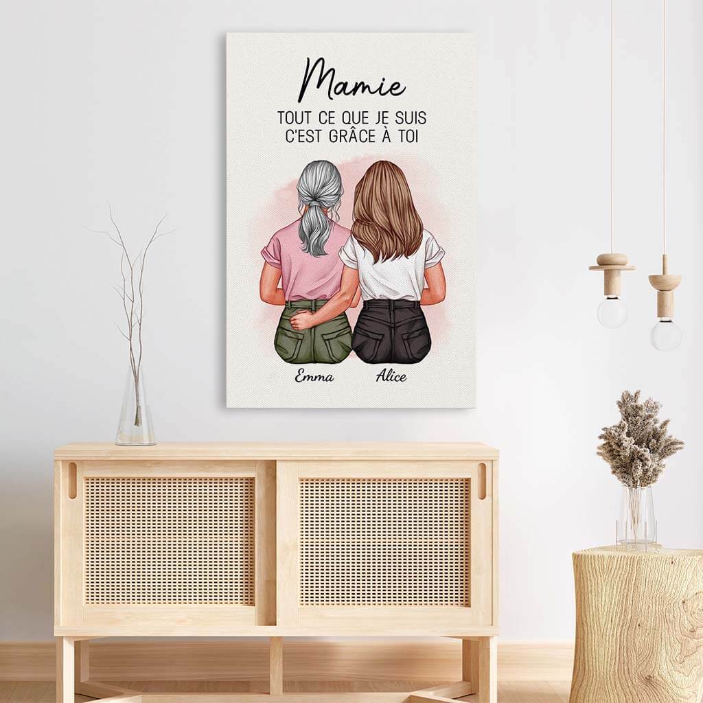 3757CFR3 tout ce que je suis cest grace a toi toile personnalisable mamie 3757CTE5A