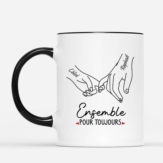 3759MFR2 ensemble pour toujours version croisant les doigts  mug couple personnalise 3759M