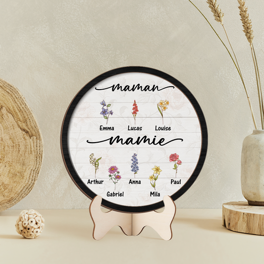 3767QFR1 plaque en bois personnalisee maman mamie florale 3767q5e7b