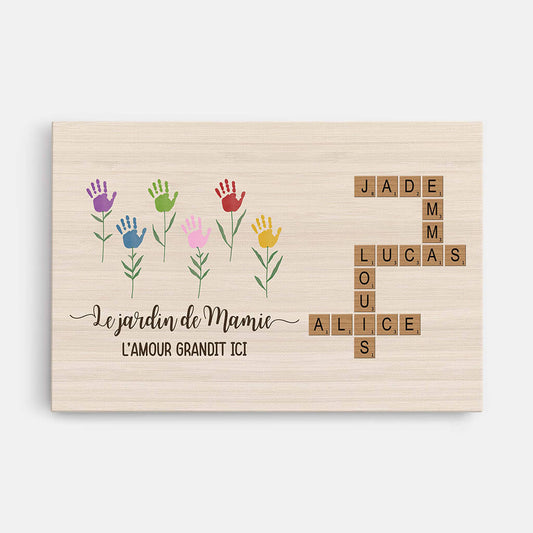 3778CFR1 lamour grandit ici version empreintes de mains toile personnalisable mamie 3778CTE5A
