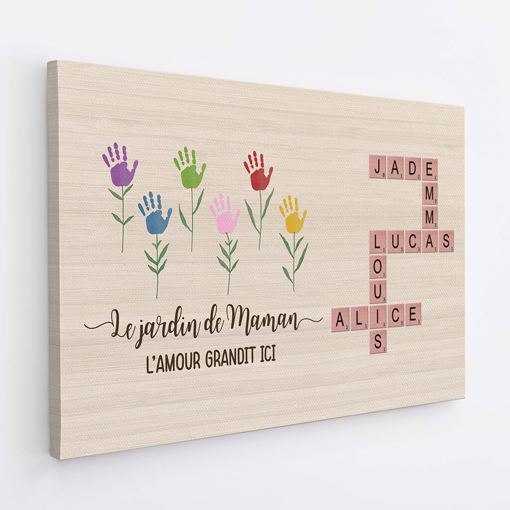 3778CFR2 lamour grandit ici version empreintes de mains toile personnalisable mamie 3778CTE5A