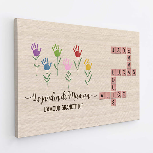 3778CFR2 lamour grandit ici version empreintes de mains toile personnalisable mamie 3778CTE5A