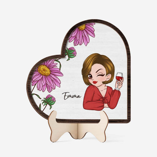 3798QFR1 plaque femme avec fleur en bois personnalisee 3798q5l7a