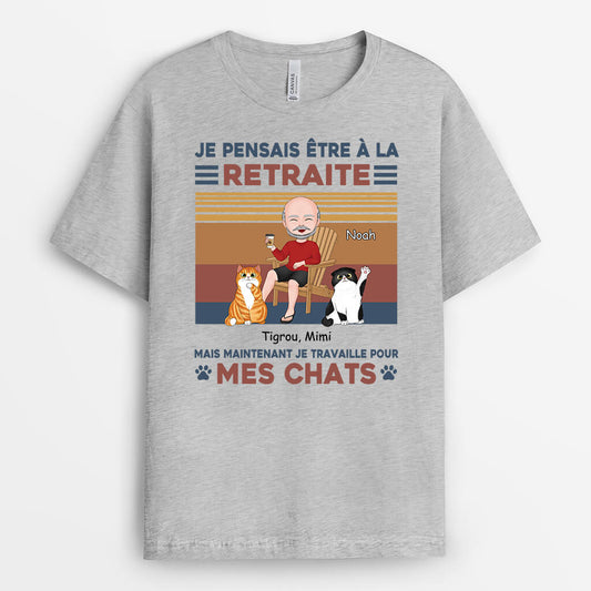 3845AFR1 tee shirt personnalise chat je travaille pour avec visage 3845AT40D