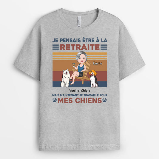 3845AFR1 tee shirt personnalise chien je travaille pour avec visage 3845AT40C