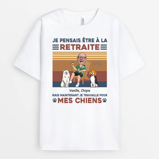 3845AFR2 tee shirt personnalise chien je travaille pour avec visage 3845AT40C
