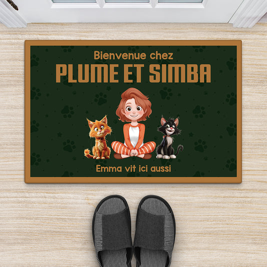 3859DFR2 paillasson chat personnalise bienvenue chez nous design cartoon 3859d5i0d_1995ef48 6c69 47b7 811e bb18828e8383