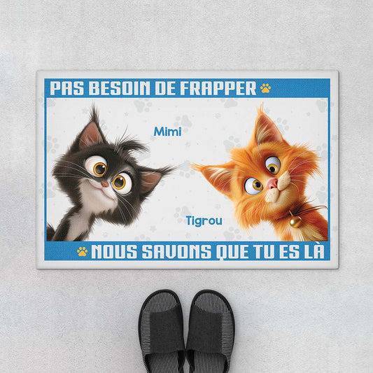 3860DFR1 paillasson personnalise chat pas besoin de frapper design cartoon 3860d5m5d