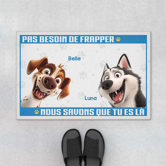3860DFR1 paillasson personnalise chien pas besoin de frapper design cartoon 3860d5m5c