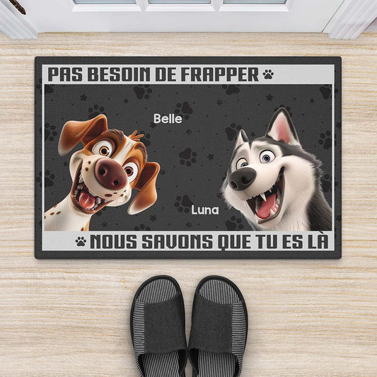 3860DFR2 paillasson personnalise chien pas besoin de frapper design cartoon 3860d5m5c