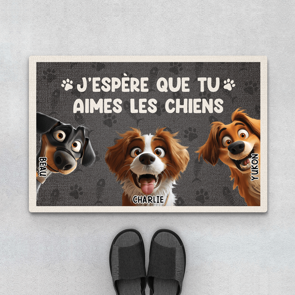 3872DFR1 paillasson personnalise aimer les chiens_ 3872DTN5C