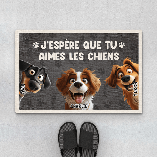 3872DFR1 paillasson personnalise aimer les chiens_ 3872DTN5C