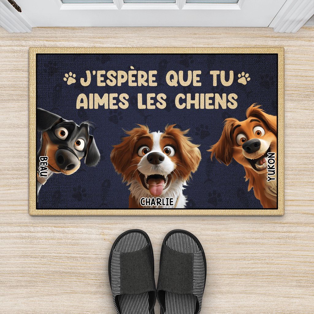 3872DFR2 paillasson personnalise aimer les chiens_ 3872DTN5C