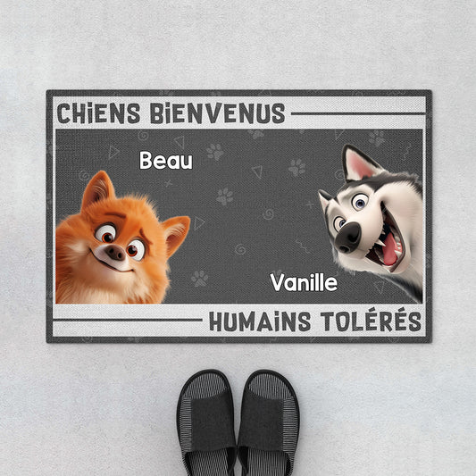 3878DFR1 paillasson personnalisable chiens bienvenus 3878d3h5c