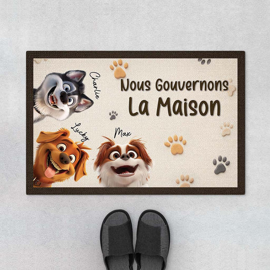 3885DFR1 paillasson personnalise chien 3d nous gouvernons la maison 3885d6m5c_9912b4c2 8132 456f 8993 d62acbb5ce3c